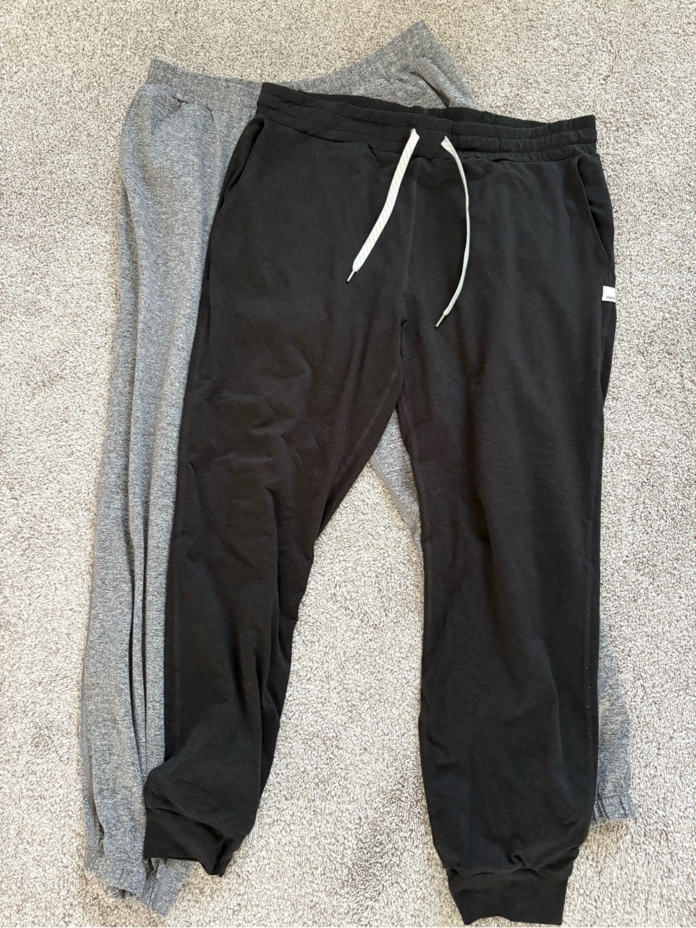 Vuori Black and Gray Jogger Sweatpants 2 pair - Drawstring Waist size large